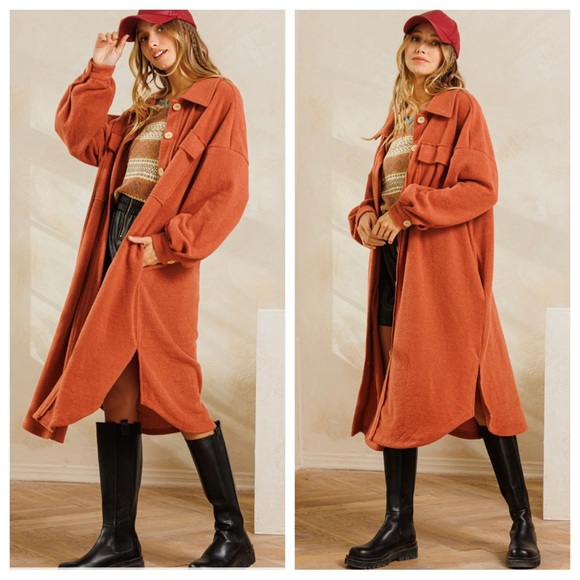 Cozy Most Fabulous Stretch Front Button Down Long Coat - Picture 3 of 4